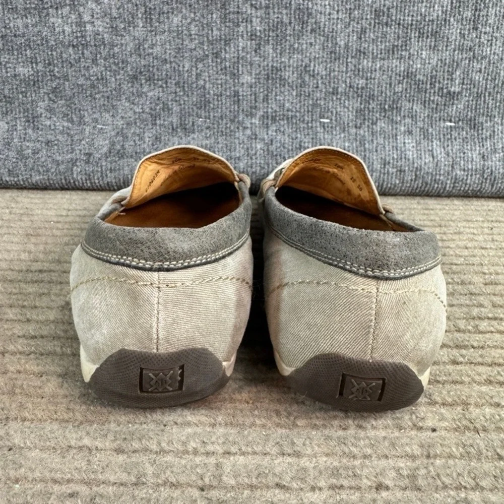 Martin Dingman Mens Canvas Bit Loafers Tan Grey Moc Toe Slip On Shoes Size 10M